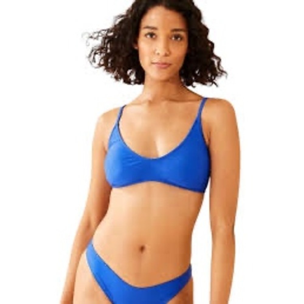 Wild Fable Women Cobalt Blue V-Front Triangle Bikini Top Removable Pads Medium